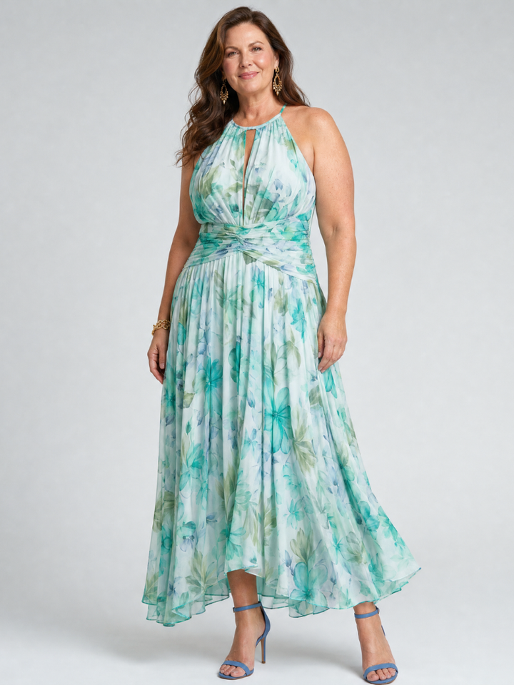 Joke | Geplooide Halter Midi Jurk