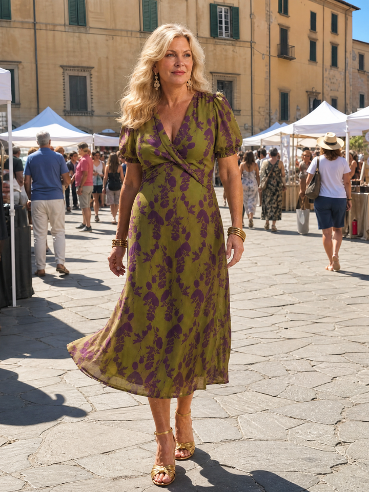 Hanneke | Relaxed Bloemen Midi Jurk