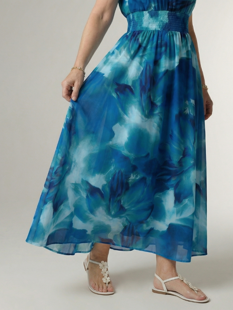 Tineke | Geplooide Halter Midi Jurk