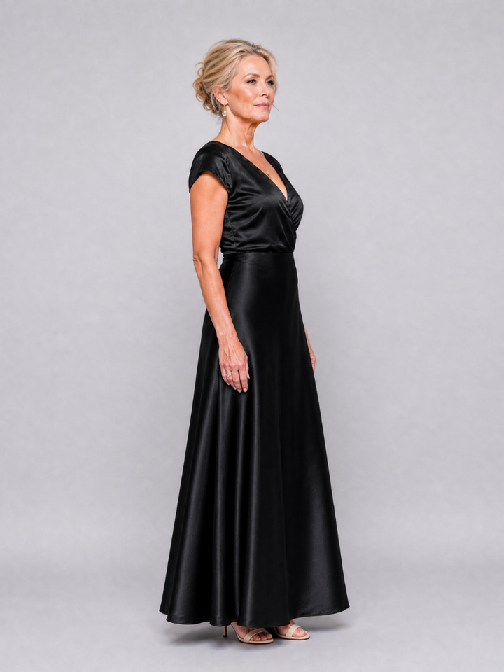 Elly | Maxi Jurk met Wikkellijf en Korte Mouwen