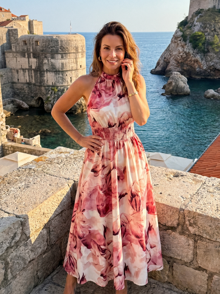 Cobie | Midi Jurk met Abstracte Print
