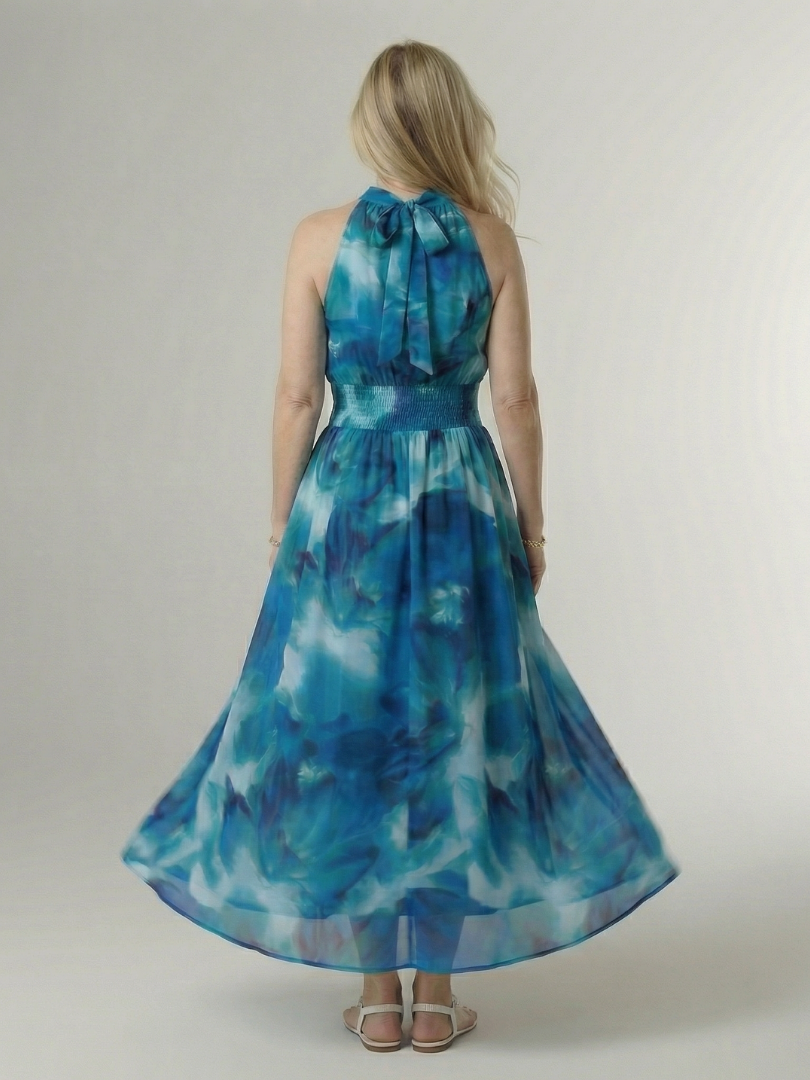 Tineke | Geplooide Halter Midi Jurk