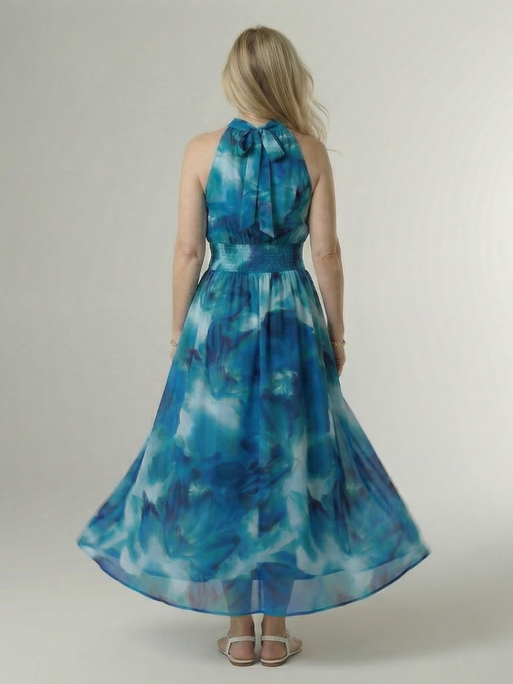 Tineke | Geplooide Halter Midi Jurk