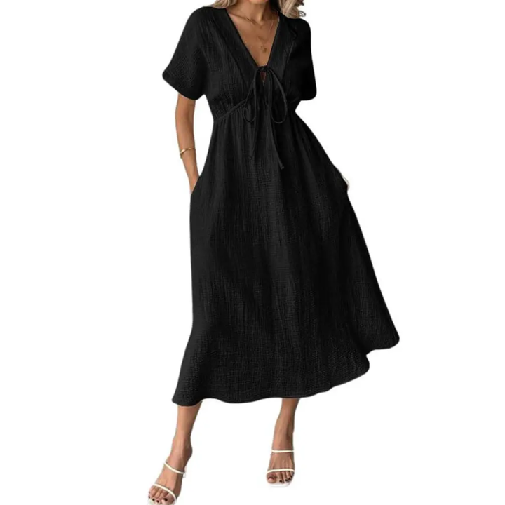 Sofie V-Hals Maxi Jurk zwart