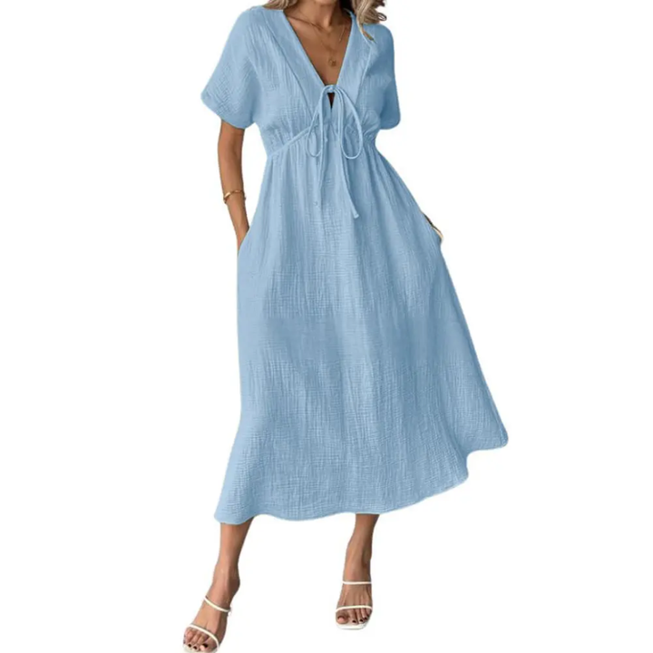 Sofie V-Hals Maxi Jurk blauw