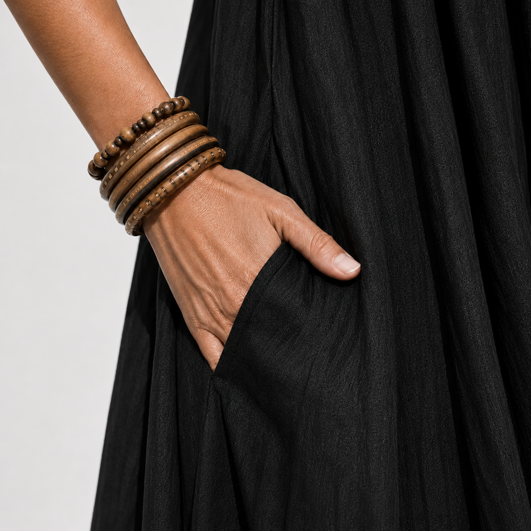 Celeste Rugloze Maxi Jurk detail