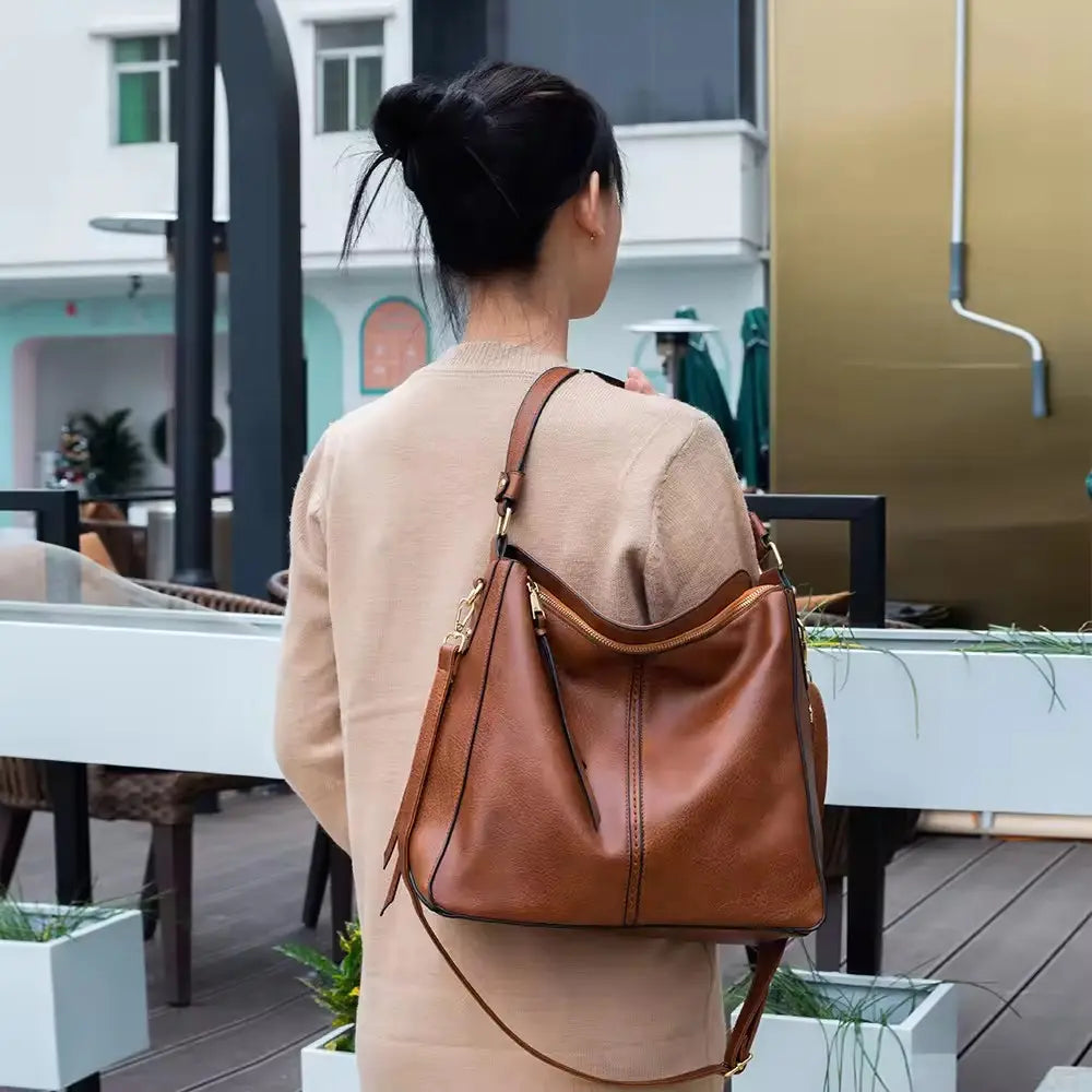 Luxe leren schoudertas detail
