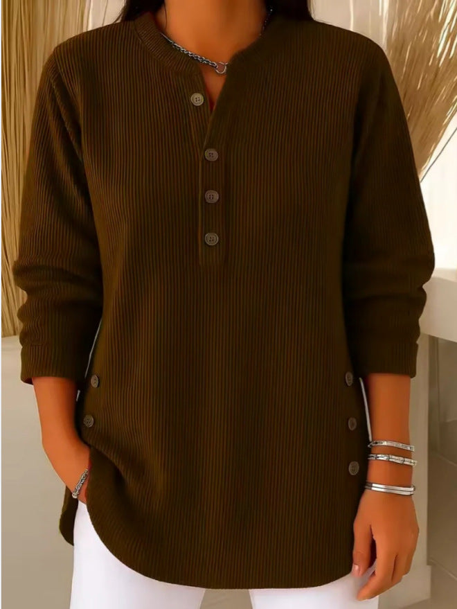Van Elsen™ Willowe Ribbed Henley Dames Top
