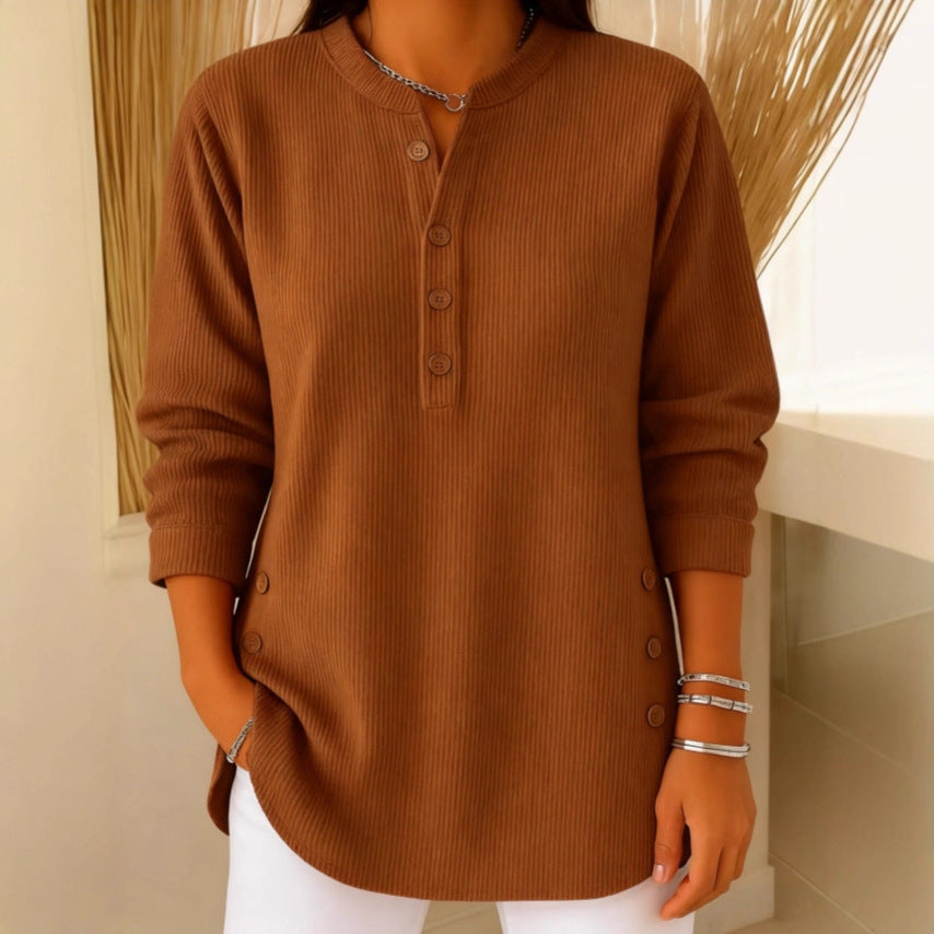 Van Elsen™ Willowe Ribbed Henley Dames Top