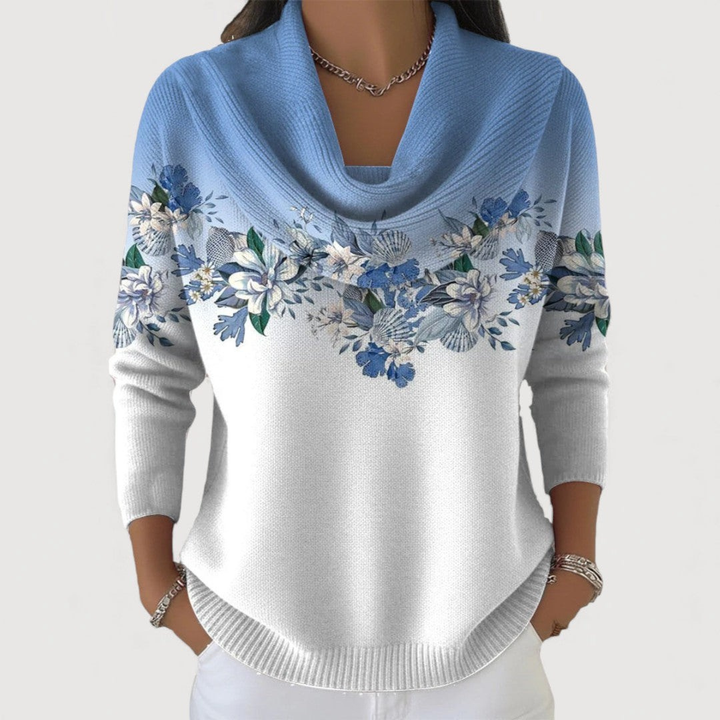 Van Elsen™ Florena Luxe Bloemen Trui met Zachte Halslijn