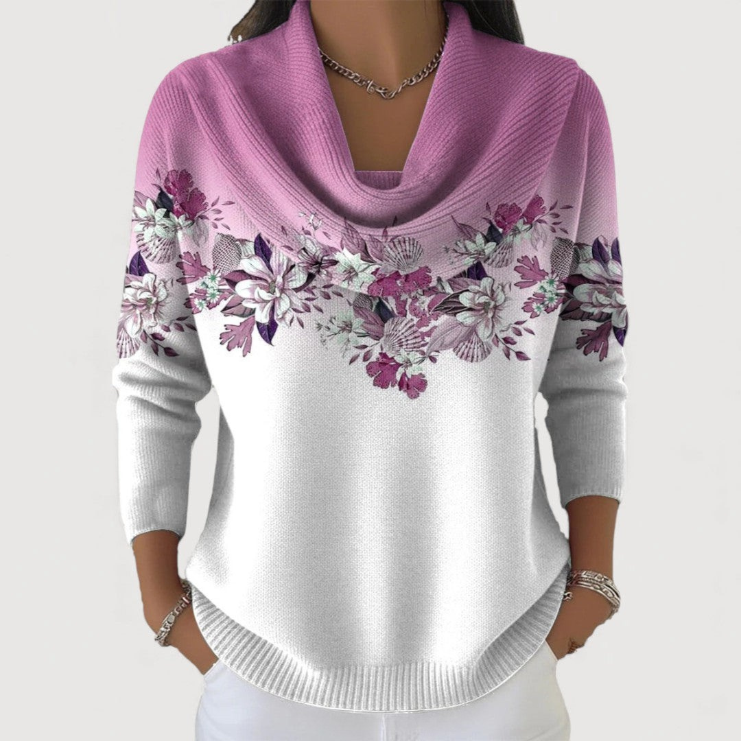 Van Elsen™ Florena Luxe Bloemen Trui met Zachte Halslijn