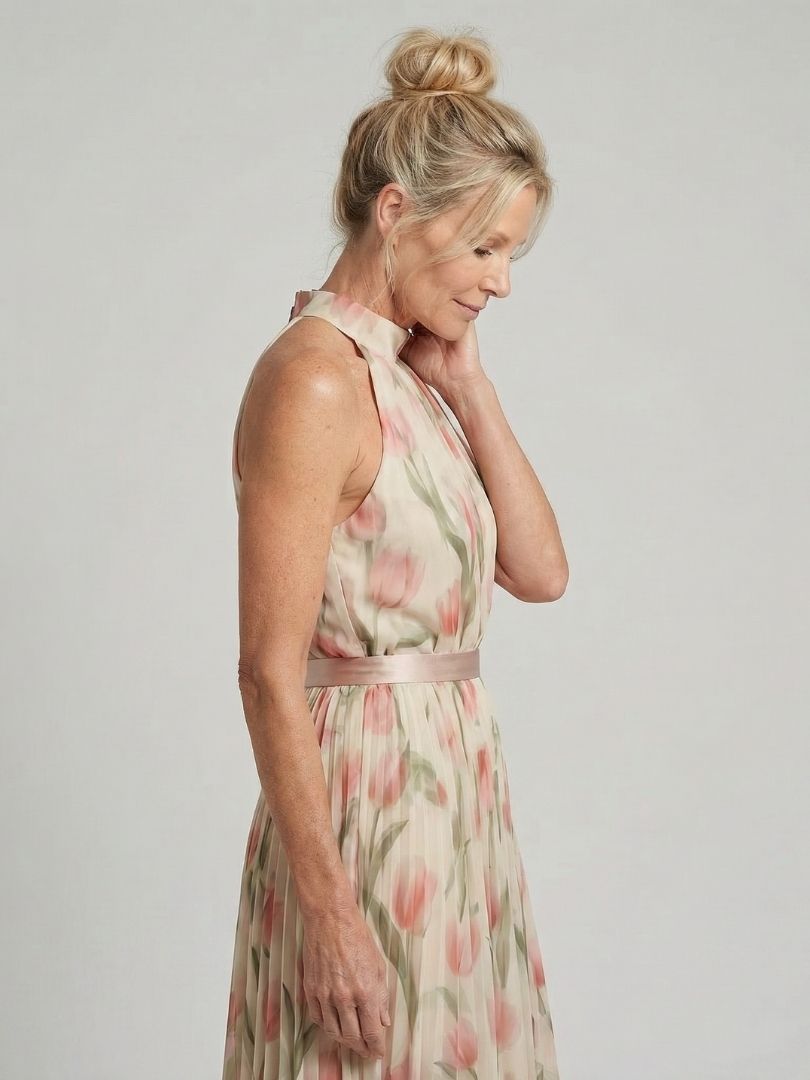 Mieke | Halter Bloemen Midi Jurk