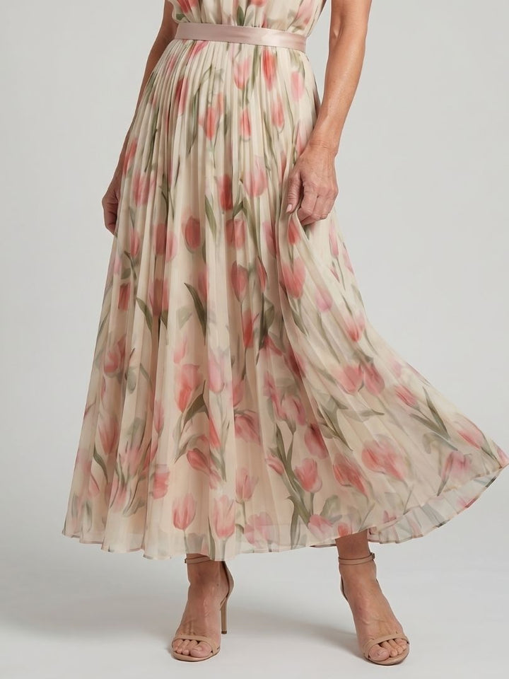 Mieke | Halter Bloemen Midi Jurk