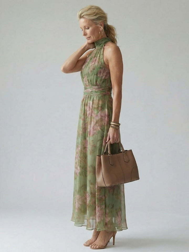 Annemiek | Geplooide Halter Midi Jurk