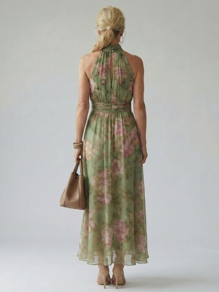 Annemiek | Geplooide Halter Midi Jurk