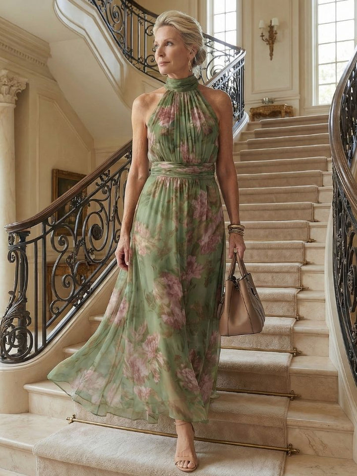 Annemiek | Geplooide Halter Midi Jurk