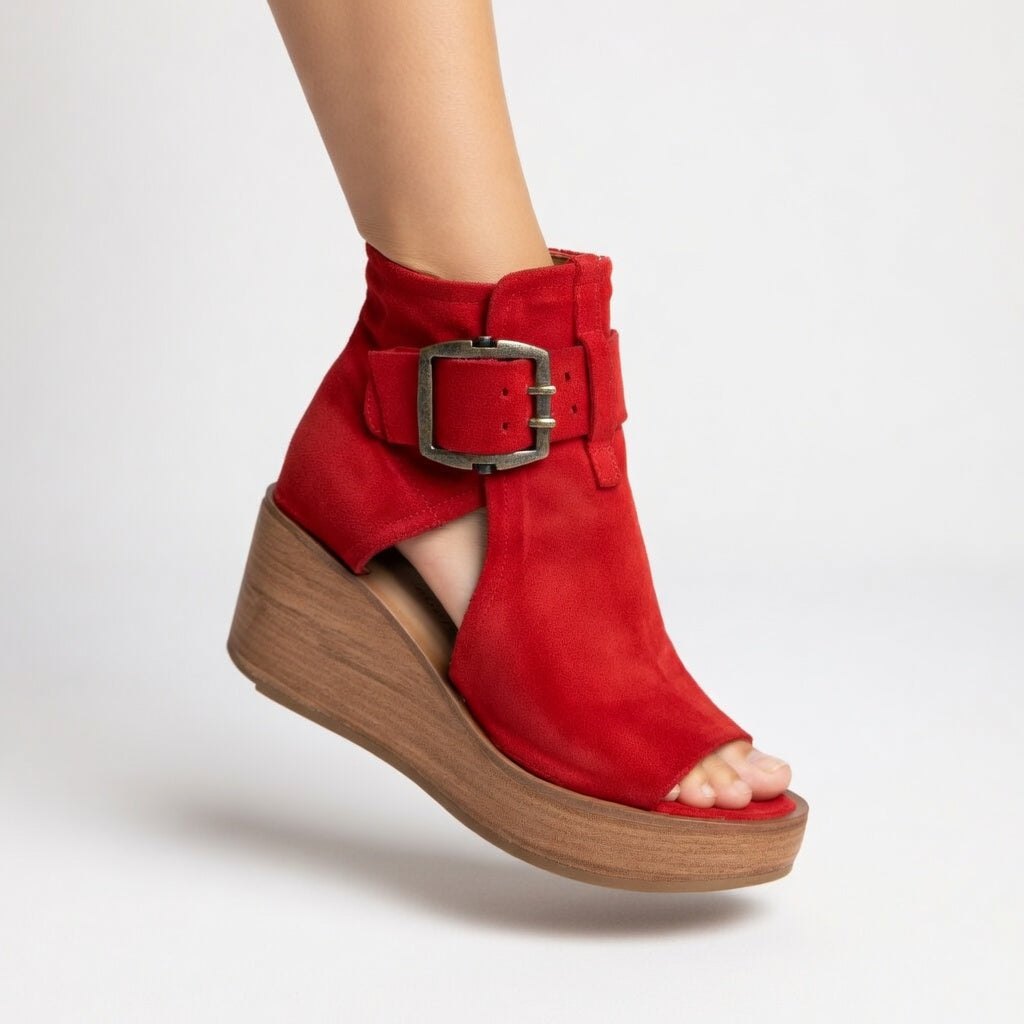 Cleó Gesp Sleehak Sandalen - Rood