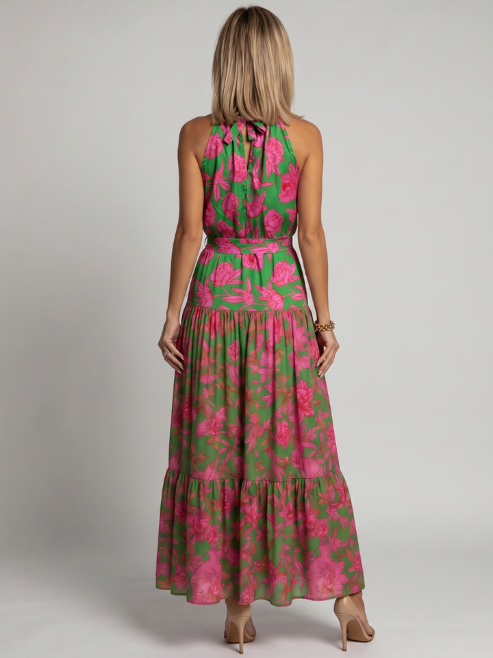 Ans | Gedrapeerde Halter Midi Jurk