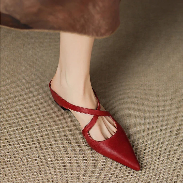 Mira lederen mules bordeauxrood zij