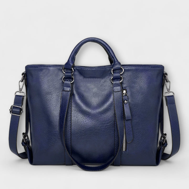 Inés grote leren tas blauw