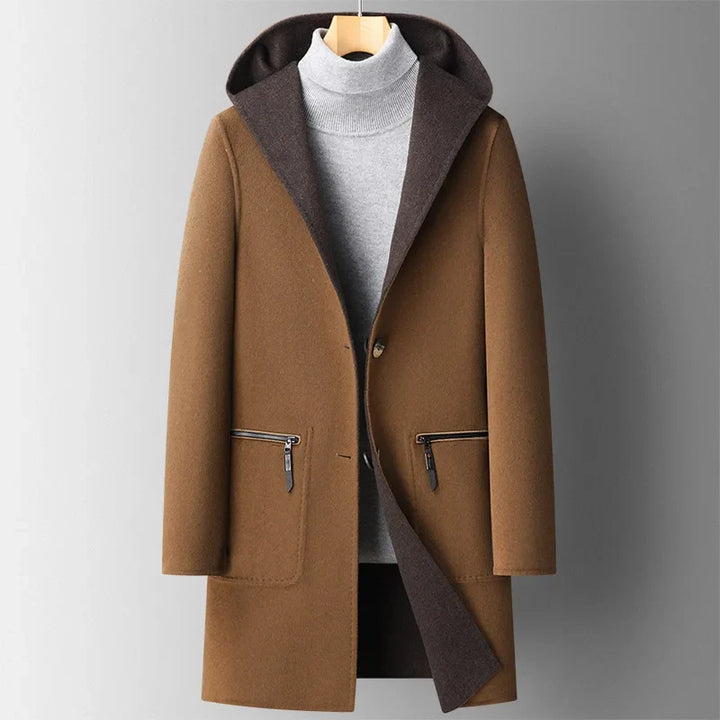 Wool Hooded Overcoat - Caramel