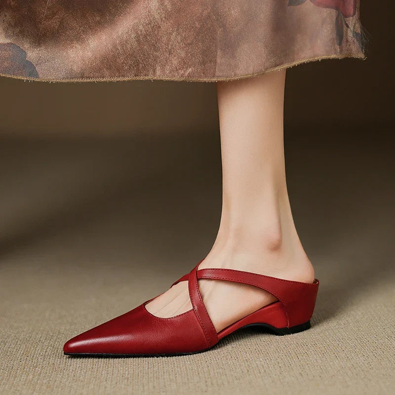 Mira lederen mules bordeauxrood