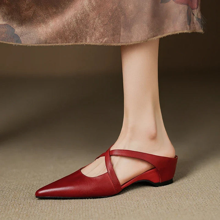Mira lederen mules bordeauxrood