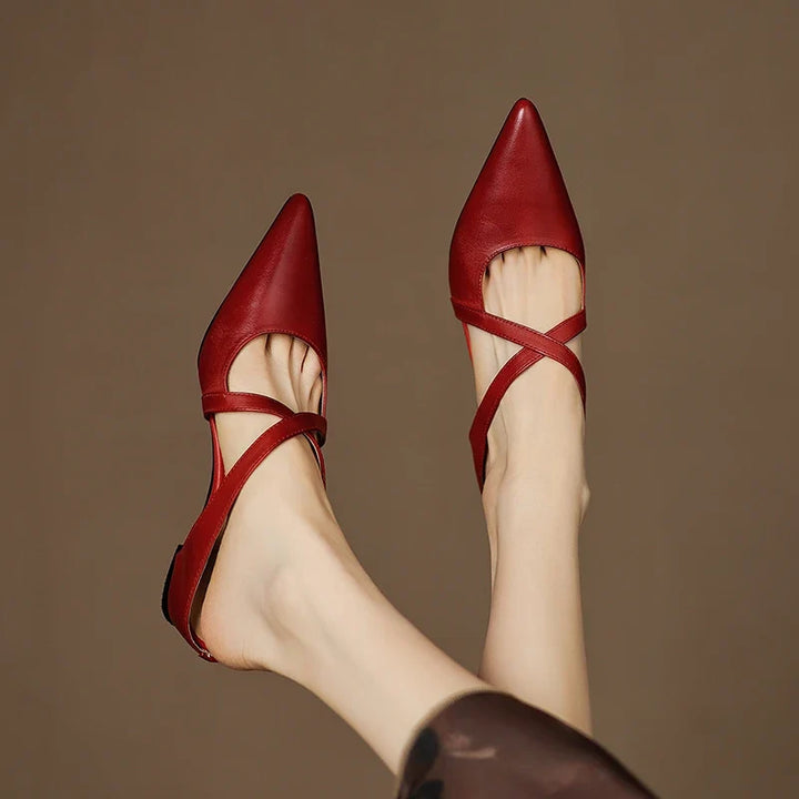 Mira lederen mules bordeauxrood achter