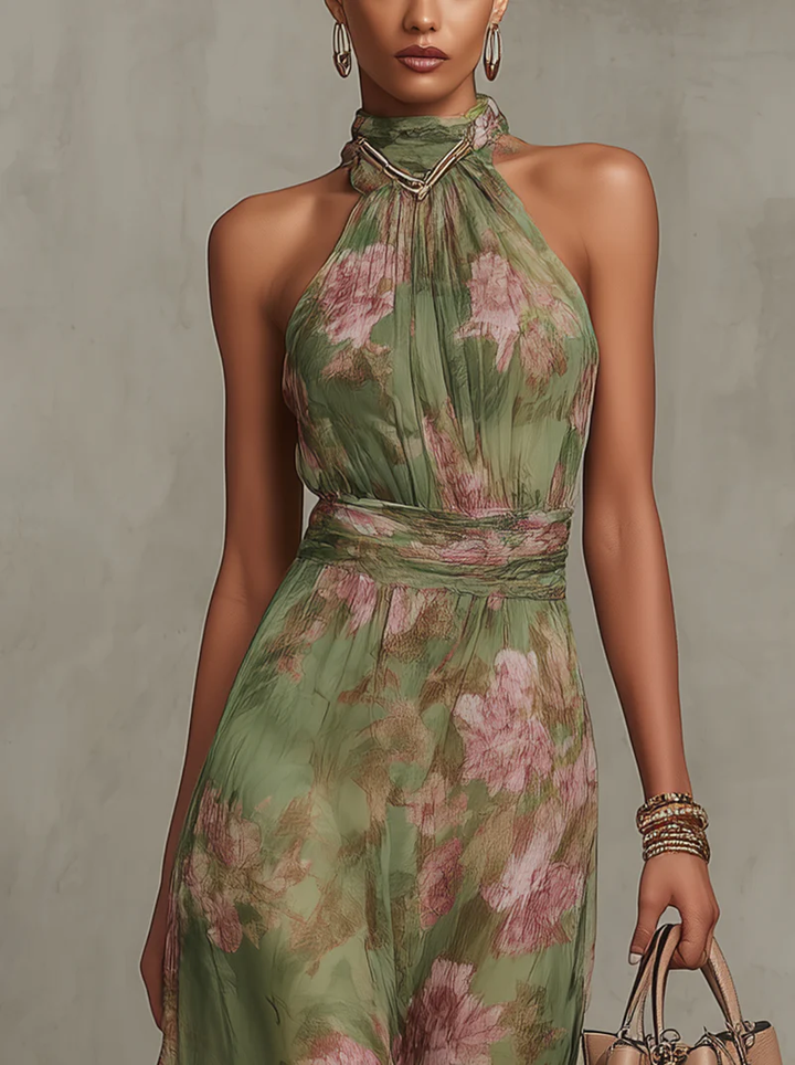 Van Elsen™ Fleuria Elegante Maxi Jurk met Bloemenprint