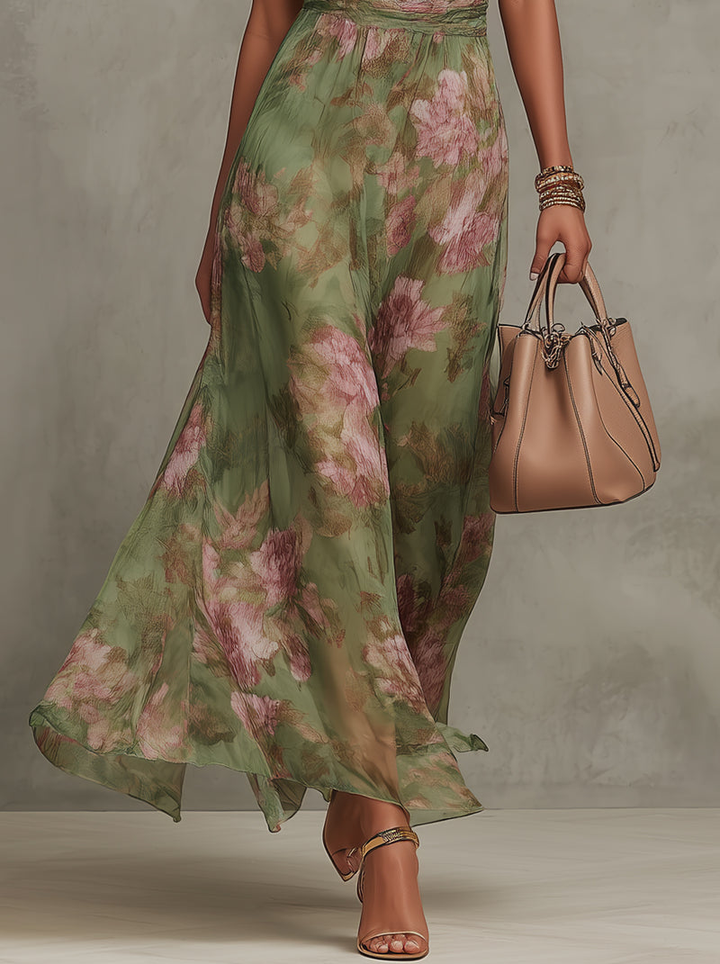 Van Elsen™ Fleuria Elegante Maxi Jurk met Bloemenprint