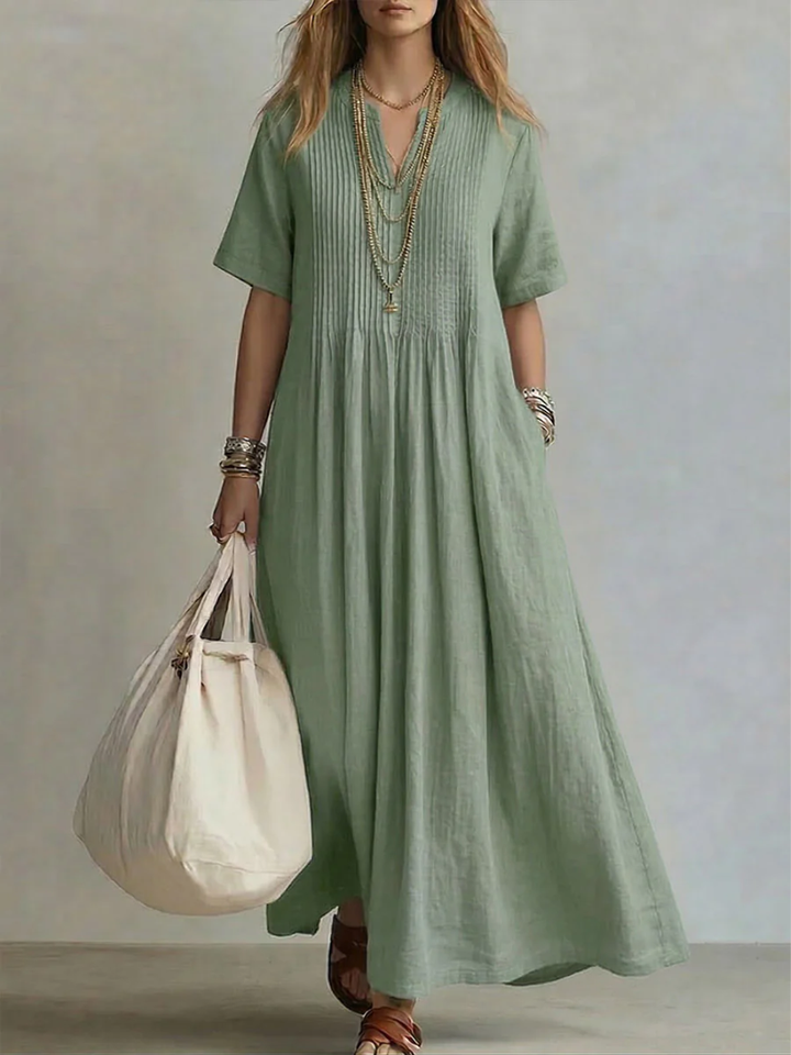 Lena | Pintuck Maxi-Jurk