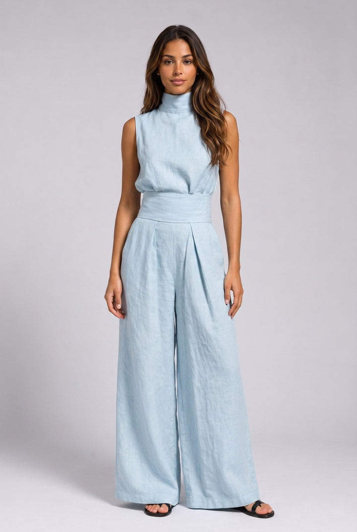 Flore | Linnen Wijdbeens Jumpsuit