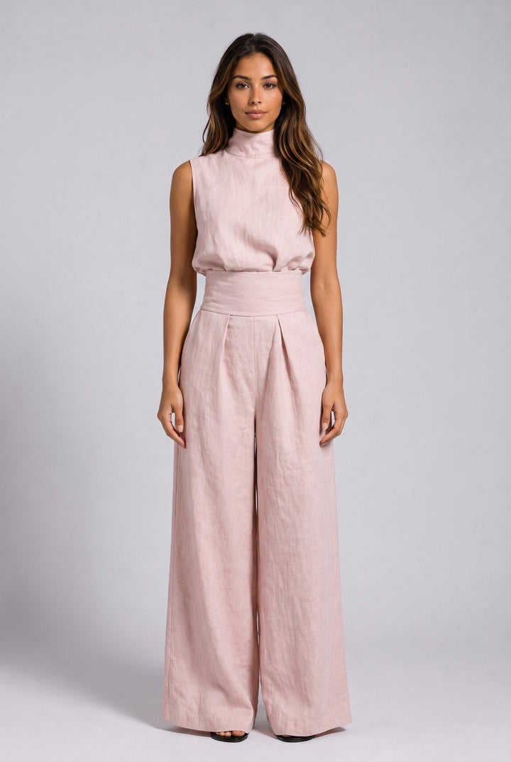 Flore | Linnen Wijdbeens Jumpsuit