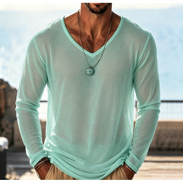 Axel V-Hals Longsleeve Top Hemelsblauw
