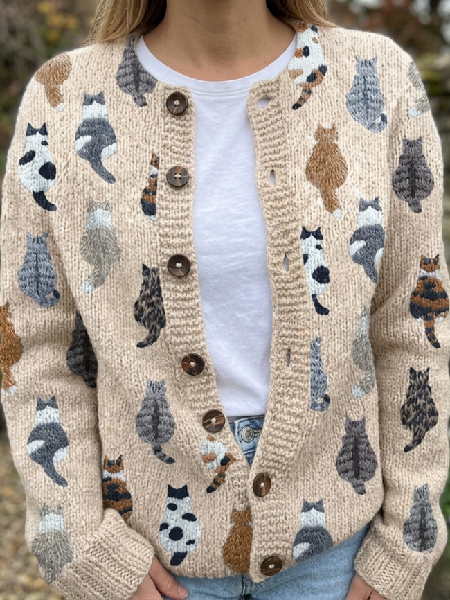 Charlotte | Gezellig Katten Print Vest