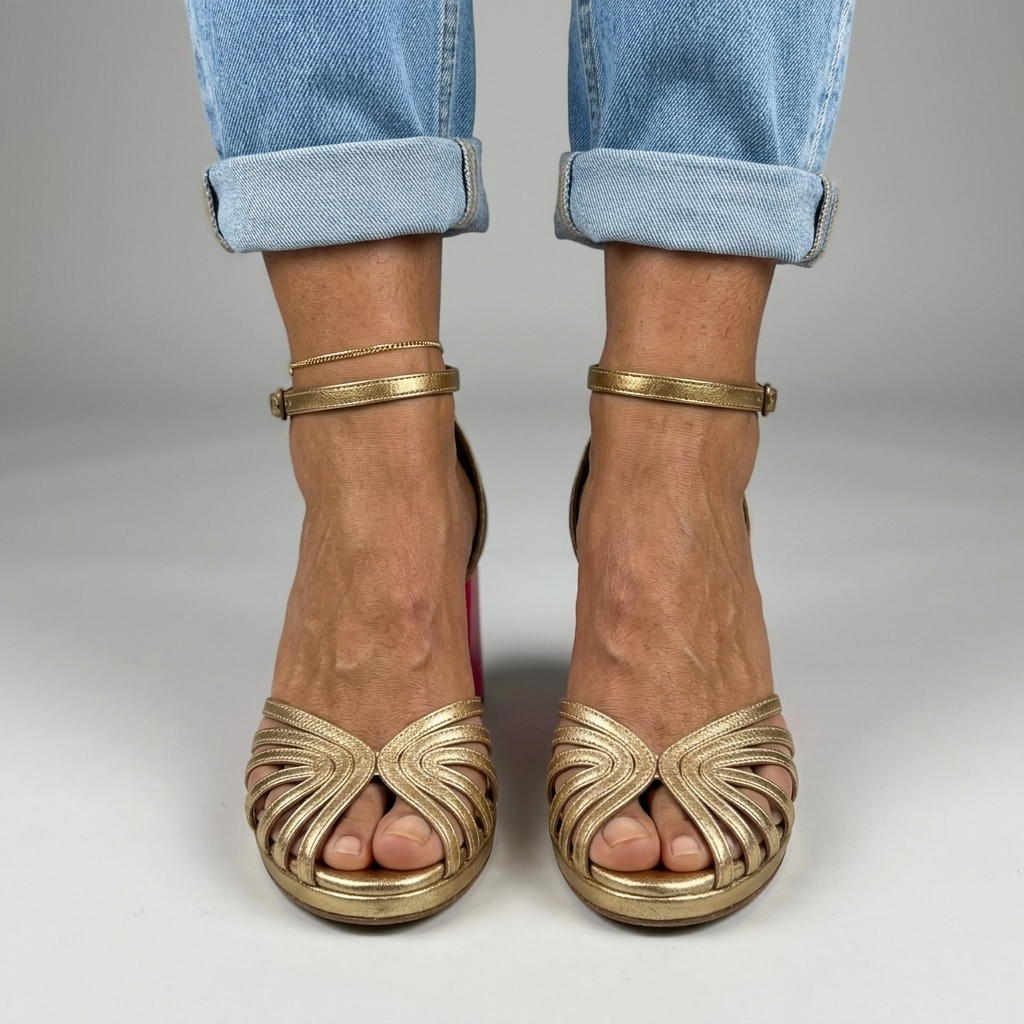Yvette verfijnde hakken goud detail