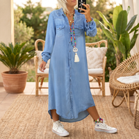 Noor™ | Casual Denim Jurk met Zakken
