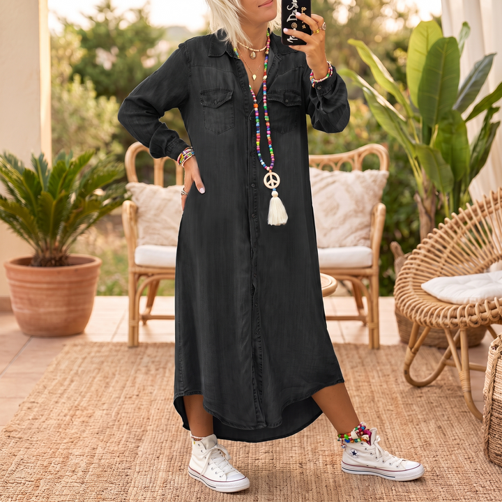 Noor™ | Casual Denim Jurk met Zakken
