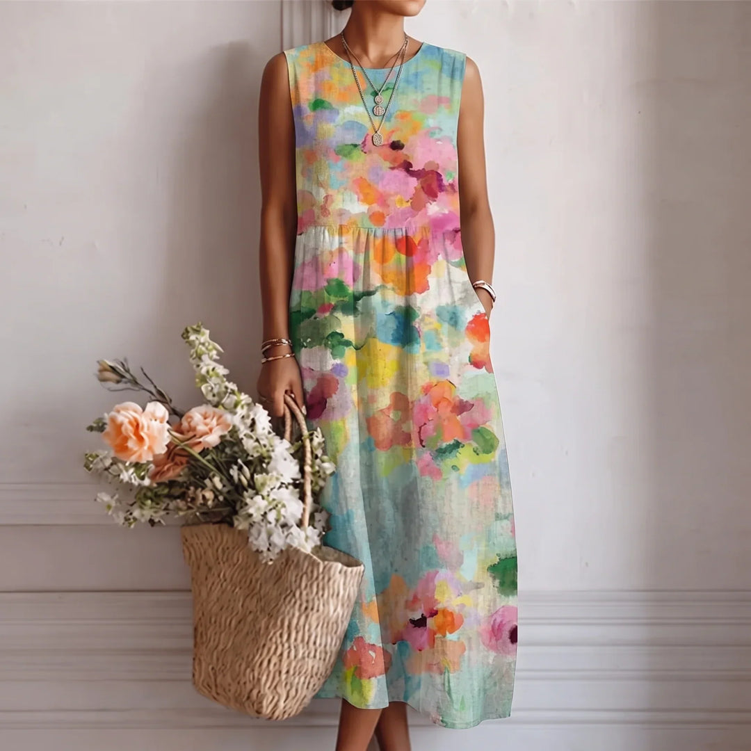 Lise midi jurk aquarel