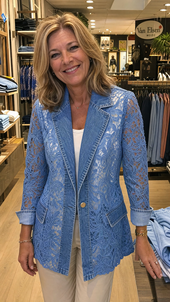Lacinda | Blazer met Bloemen Kant