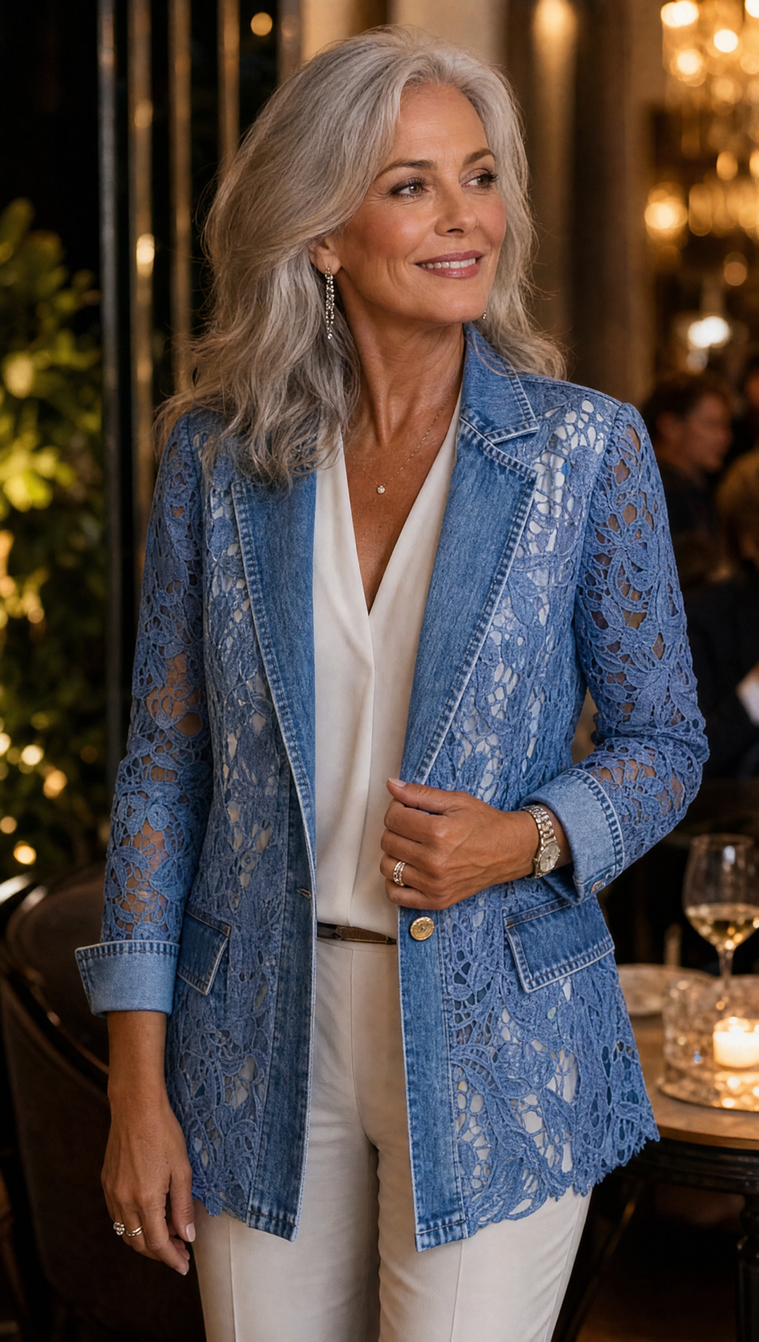 Lacinda | Blazer met Bloemen Kant
