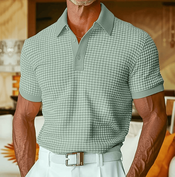 Geruite polo draag