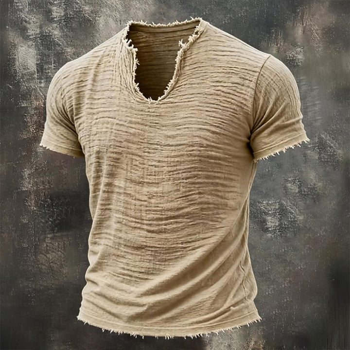 Vintage V-Hals T-Shirt Khaki