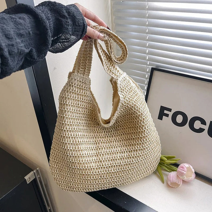 Kiki gevlochten tas beige