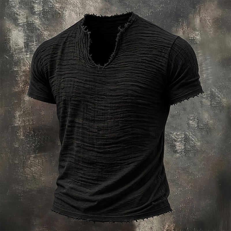 Vintage V-Hals T-Shirt Zwart