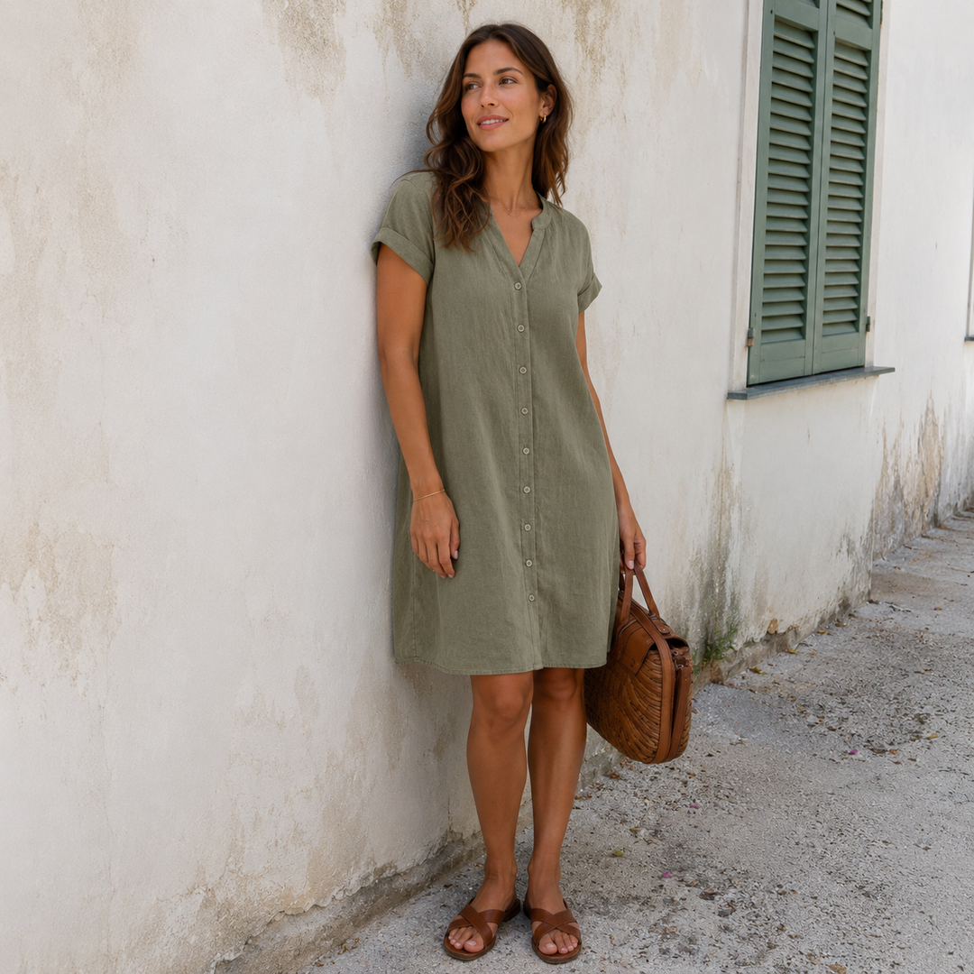 Tara | Linnen-Look Blousejurk voor Warme Dagen