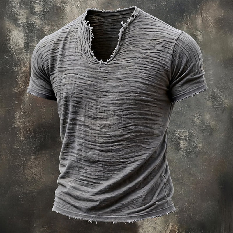 Vintage V-Hals T-Shirt Grijs
